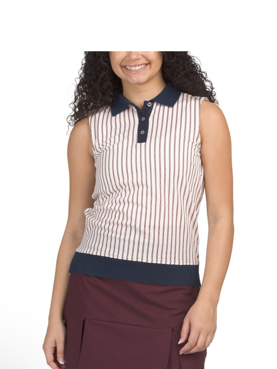 Stella Parker Tops - NWT women’s Stella Parker Sleeveless Golf Tennis Striped Polo Sz XL $75